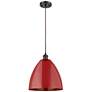 Ballston Plymouth Dome 12" Wide Bronze Corded Mini Pendant w/ Red Shad