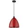 Ballston Plymouth Dome 12" Wide Bronze Corded Mini Pendant w/ Red Shad