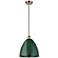 Ballston Plymouth Dome 12" Wide Copper Corded Mini Pendant w/ Green Sh
