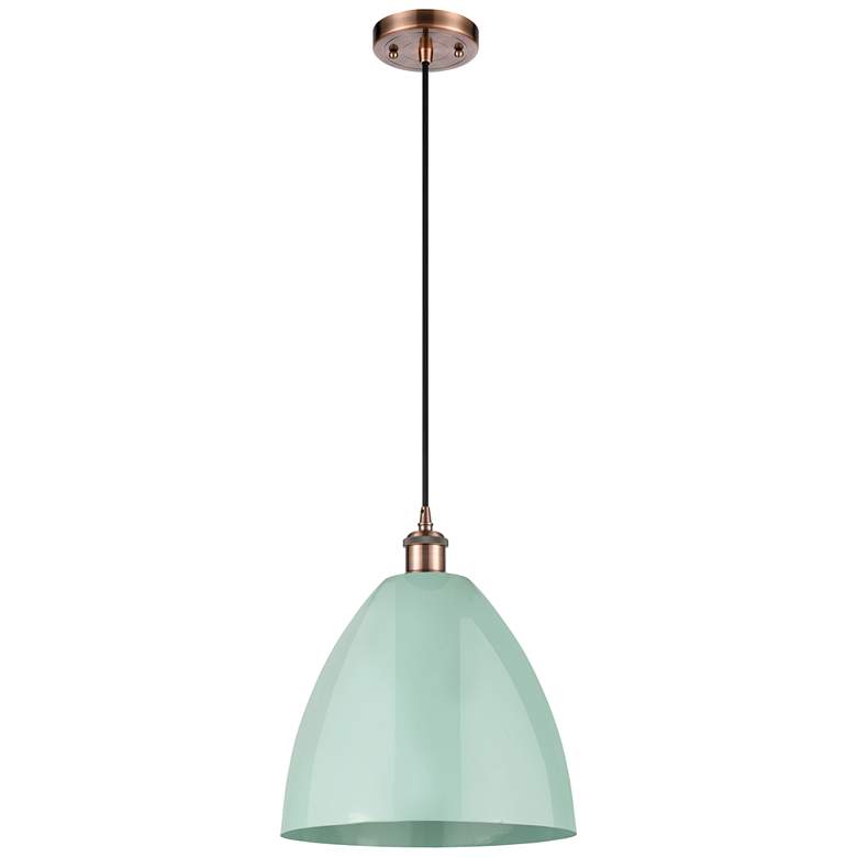 Image 1 Ballston Plymouth Dome 12" Wide Copper Corded Mini Pendant w/ Seafoam