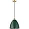 Ballston Plymouth Dome 12" Wide Gold Corded Mini Pendant w/ Green Shad