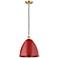 Ballston Plymouth Dome 12" Wide Satin Gold Corded Mini Pendant w/ Red