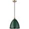 Ballston Plymouth Dome 12"W Antique Brass Corded Mini Pendant Green Sh