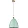 Ballston Plymouth Dome 12"W Antique Brass Corded Mini Pendant Seafoam
