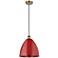 Ballston Plymouth Dome 12"W Brushed Brass Corded Mini Pendant w/ Red S