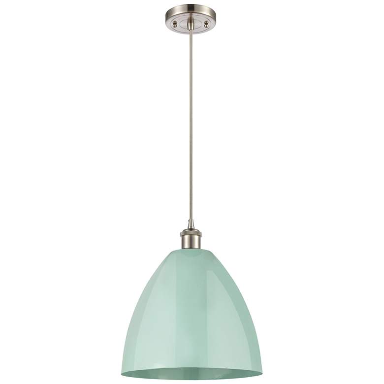 Image 1 Ballston Plymouth Dome 12"W Brushed Nickel Cord Mini Pendant Seafoam S