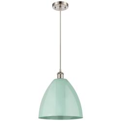 Ballston Plymouth Dome 12"W Brushed Nickel Cord Mini Pendant Seafoam S
