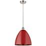 Ballston Plymouth Dome 12"W Brushed Nickel Corded Mini Pendant w/ Red 