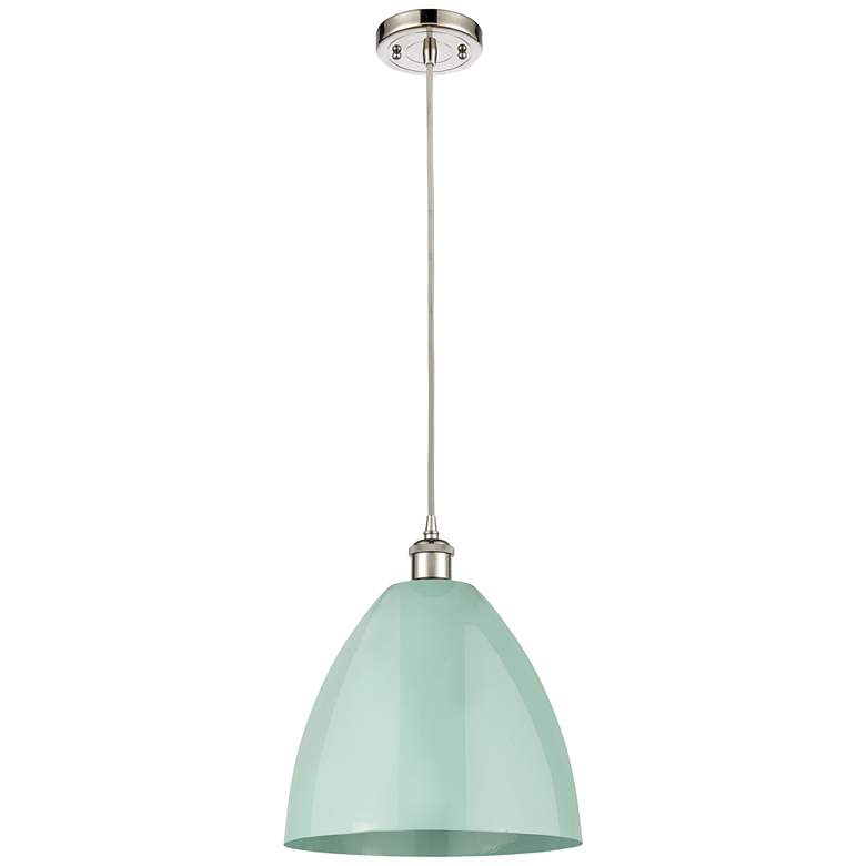 Image 1 Ballston Plymouth Dome 12"W Polished Nickel Cord Mini Pendant Seafoam