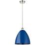 Ballston Plymouth Dome 12"W Polished Nickel Corded Mini Pendant Blue S