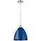 Ballston Plymouth Dome 12"W Polished Nickel Corded Mini Pendant Blue S