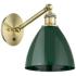 Ballston Plymouth Dome 13.25" High Antique Brass Sconce w/ Green Shade