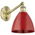 Ballston Plymouth Dome 13.25" High Antique Brass Sconce w/ Red Shade