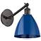 Ballston Plymouth Dome 13.25" High Bronze Adjustable Sconce w/ Blue Sh
