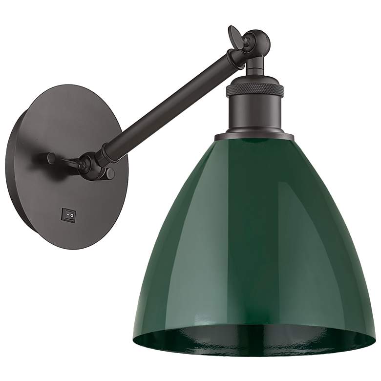 Image 1 Ballston Plymouth Dome 13.25" High Bronze Adjustable Sconce w/ Green S