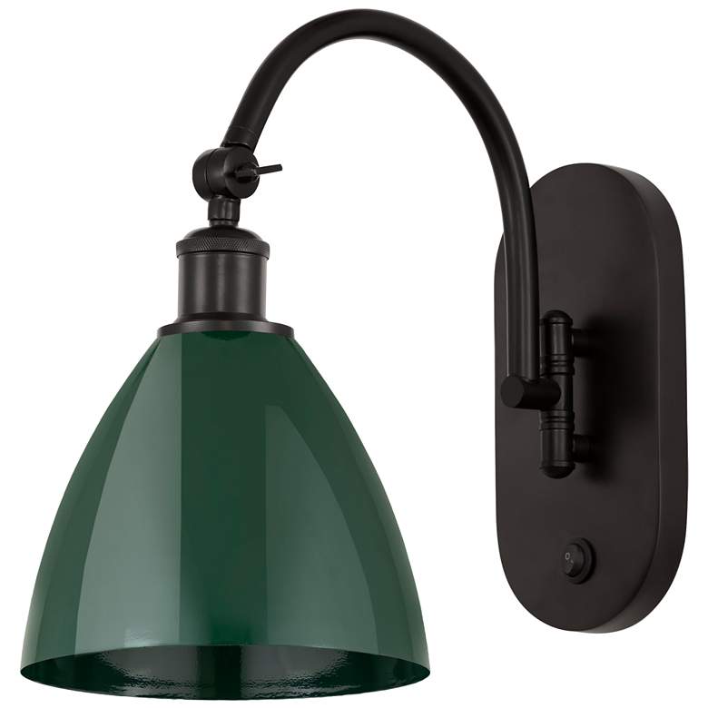 Image 1 Ballston Plymouth Dome 13.25" High Bronze Adjustable Sconce w/ Green S