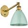 Ballston Plymouth Dome 13.25" High Brushed Brass Sconce w/ Seafoam Sha