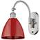 Ballston Plymouth Dome 13.25" High Brushed Nickel Sconce w/ Red Shade