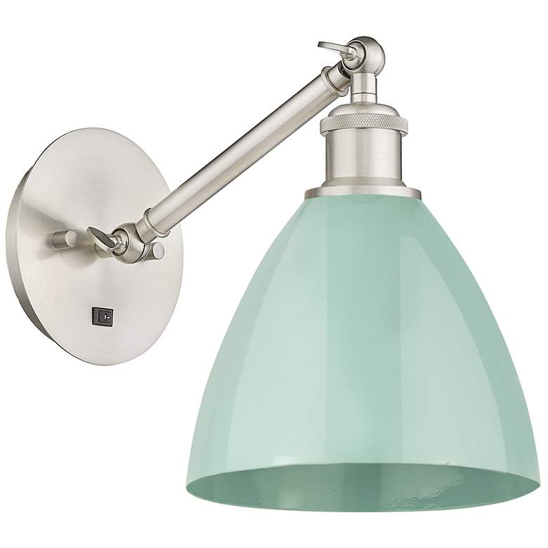 Image 1 Ballston Plymouth Dome 13.25" High Brushed Nickel Sconce w/ Seafoam Sh