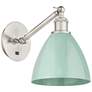 Ballston Plymouth Dome 13.25" High Brushed Nickel Sconce w/ Seafoam Sh