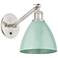 Ballston Plymouth Dome 13.25" High Brushed Nickel Sconce w/ Seafoam Sh