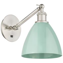 Ballston Plymouth Dome 13.25" High Brushed Nickel Sconce w/ Seafoam Sh