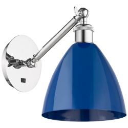 Ballston Plymouth Dome 13.25" High Chrome Adjustable Sconce w/ Blue Sh