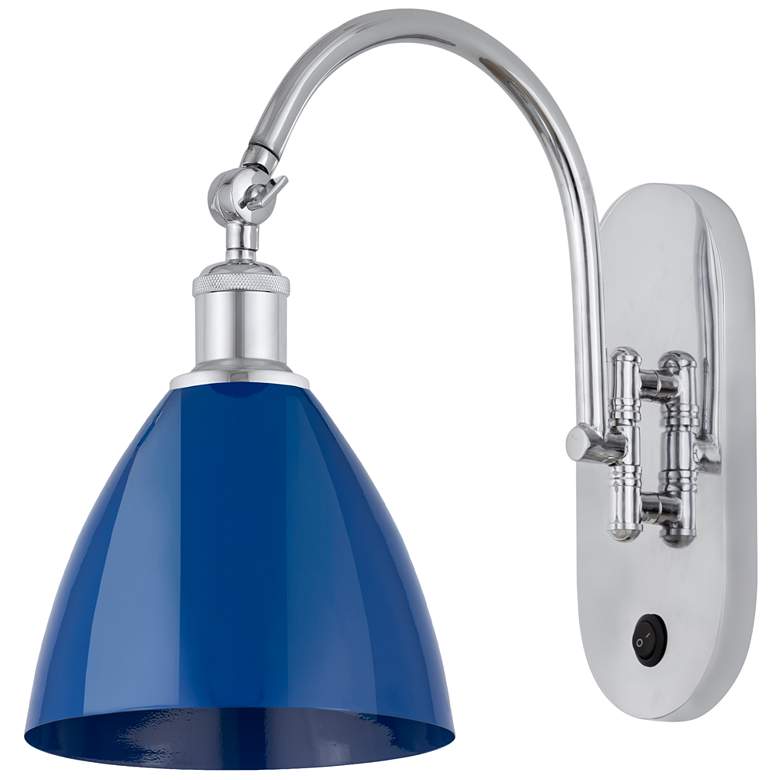 Image 1 Ballston Plymouth Dome 13.25" High Chrome Adjustable Sconce w/ Blue Sh