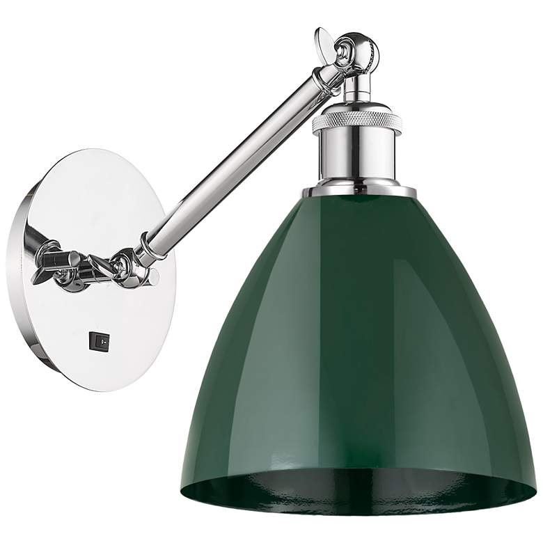 Image 1 Ballston Plymouth Dome 13.25" High Chrome Adjustable Sconce w/ Green S