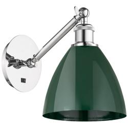 Ballston Plymouth Dome 13.25" High Chrome Adjustable Sconce w/ Green S