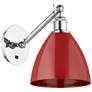 Ballston Plymouth Dome 13.25" High Chrome Adjustable Sconce w/ Red Sha