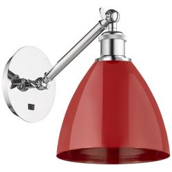 Ballston Plymouth Dome 13.25" High Chrome Adjustable Sconce w/ Red Sha