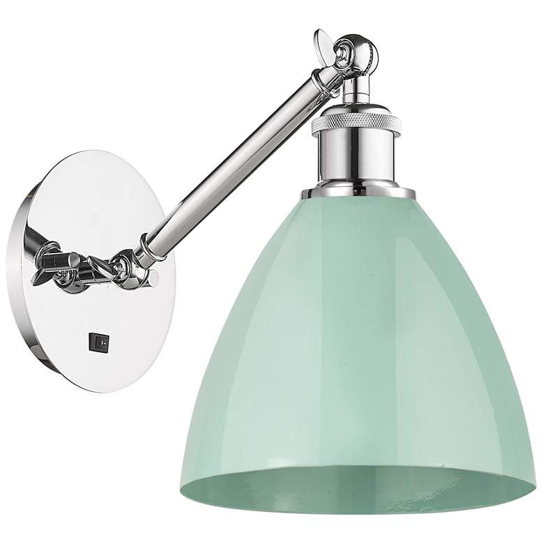 Image 1 Ballston Plymouth Dome 13.25" High Chrome Sconce w/ Seafoam Shade