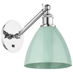 Ballston Plymouth Dome 13.25" High Chrome Sconce w/ Seafoam Shade