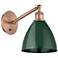 Ballston Plymouth Dome 13.25" High Copper Adjustable Sconce w/ Green S