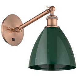 Ballston Plymouth Dome 13.25" High Copper Adjustable Sconce w/ Green S