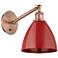 Ballston Plymouth Dome 13.25" High Copper Adjustable Sconce w/ Red Sha