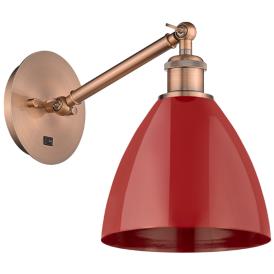 Ballston Plymouth Dome 13.25" High Copper Adjustable Sconce w/ Red Sha Ballston Plymouth Dome 13.25" High Copper Adjustable Sconce w/ Red Sha