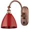 Ballston Plymouth Dome 13.25" High Copper Adjustable Sconce w/ Red Sha