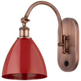 Ballston Plymouth Dome 13.25" High Copper Adjustable Sconce w/ Red Sha Ballston Plymouth Dome 13.25" High Copper Adjustable Sconce w/ Red Sha