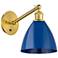 Ballston Plymouth Dome 13.25" High Gold Adjustable Sconce w/ Blue Shad