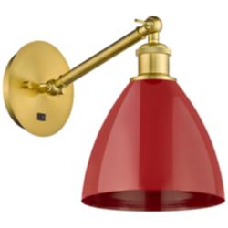 Ballston Plymouth Dome 13.25" High Gold Adjustable Sconce w/ Red Shade