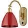 Ballston Plymouth Dome 13.25" High Gold Adjustable Sconce w/ Red Shade