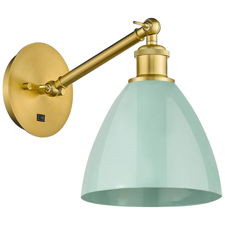 Image 1 Ballston Plymouth Dome 13.25" High Gold Adjustable Sconce w/ Seafoam S