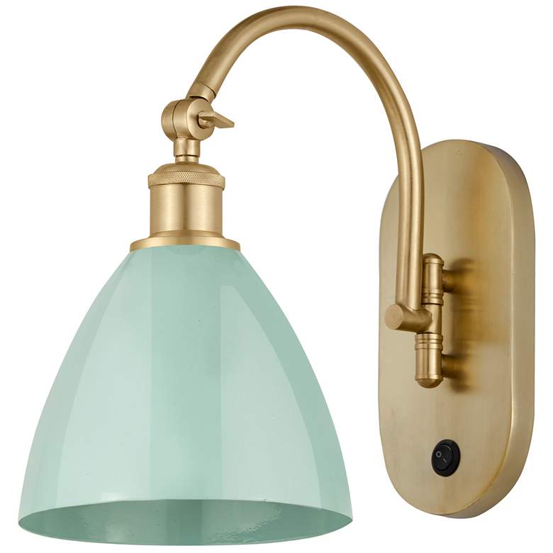 Image 1 Ballston Plymouth Dome 13.25" High Gold Adjustable Sconce w/ Seafoam S