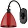Ballston Plymouth Dome 13.25" High Matte Black Sconce w/ Red Shade