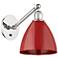 Ballston Plymouth Dome 13.25" High Polished Nickel Sconce w/ Red Shade