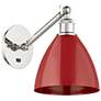 Ballston Plymouth Dome 13.25" High Polished Nickel Sconce w/ Red Shade