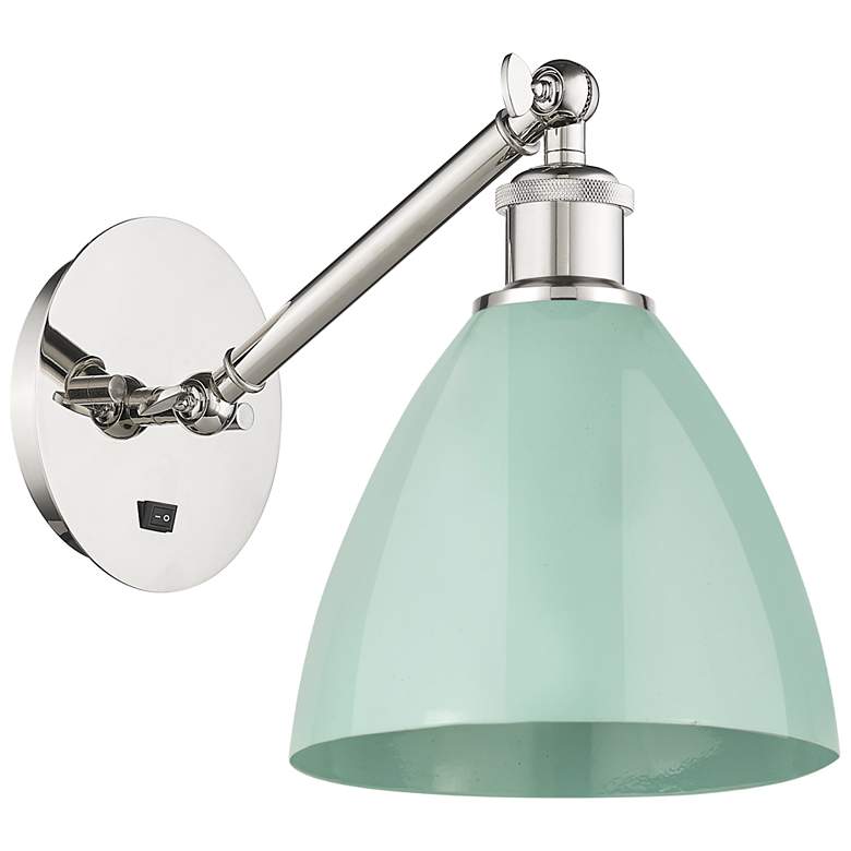 Image 1 Ballston Plymouth Dome 13.25" High Polished Nickel Sconce w/ Seafoam S