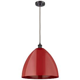 Image1 of Ballston Plymouth Dome 16" Wide Bronze Corded Mini Pendant w/ Red Shad